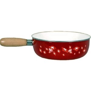 NOUVEL Fonduepfanne emailiert Schweizer Fahnen