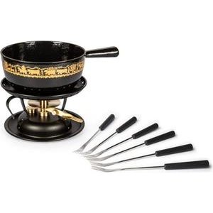 Stöckli Alpaufzug Classic Käsefondue-Garnitur schwarz