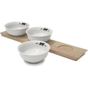 Steinlin Kuh Holzbrett mit Apéroschalen Set