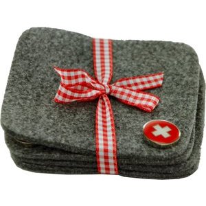 Birth Gramm Glasuntersetzer 4er Set Filz grau Schweizer Kreuz