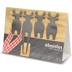 Steinlin Apero-Picks Hirsch Chromstahl 4er Set