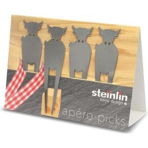 Steinlin Apero-Picks Kuh Chromstahl 4er Set