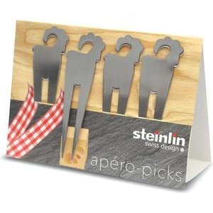 Steinlin Apero-Picks Steinbock Chromstahl 4er Set