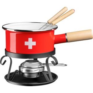 Mäser Käsefondue Set Emaille rot Schweizer Kreuz