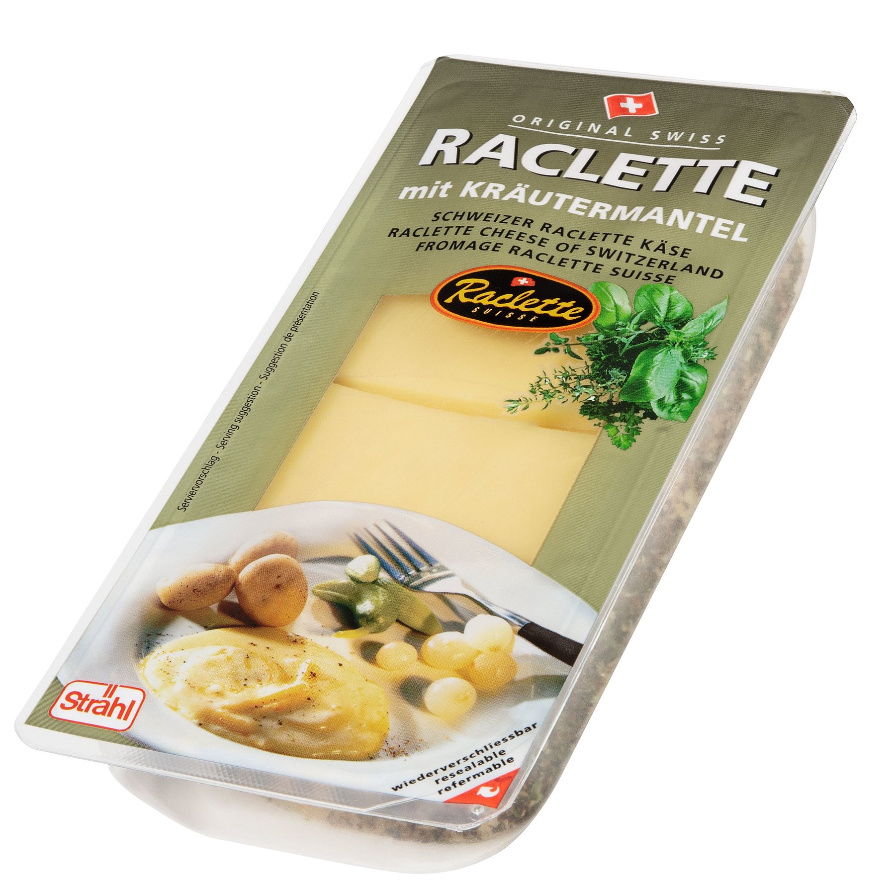 Strähl Raclette Käse Scheiben Kräutermantel 300g