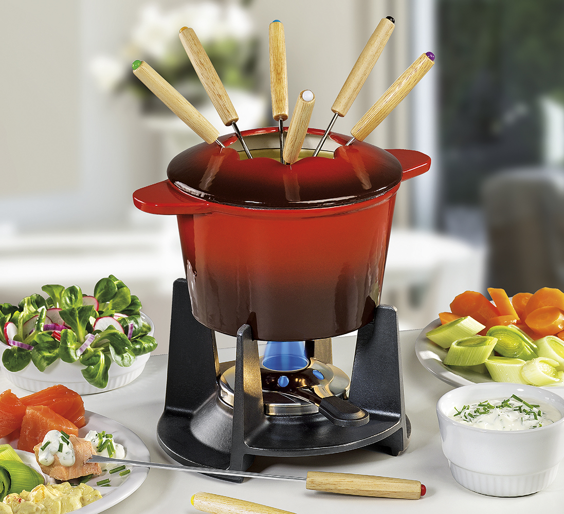 Spring Grenoble Guss-Fondue-Garnitur rot 16 cm