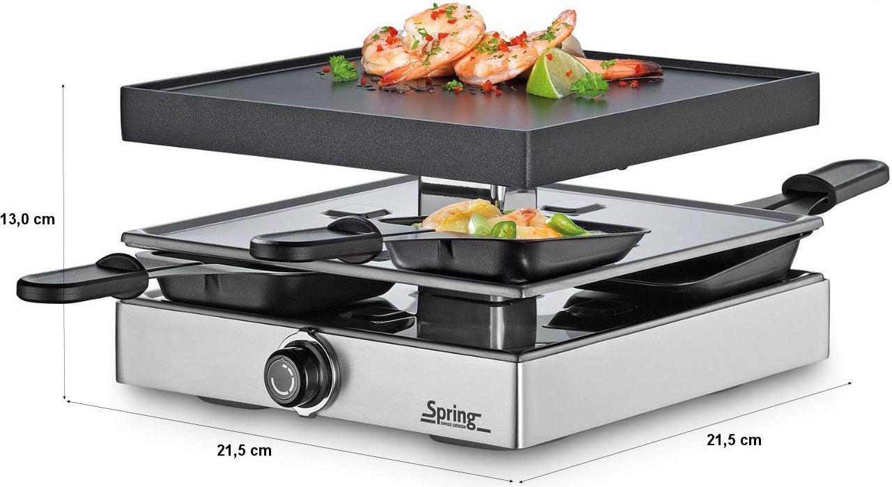 Spring Raclette 4 Classic Silber mit Alugrillplatte