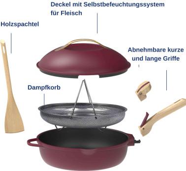 Cookut La Fabuleuse 28cm 8-in-1 Pfanne rot
