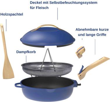 Cookut La Fabuleuse 24cm 8-in-1 Pfanne blau