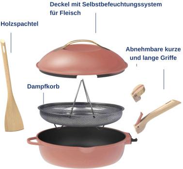 Cookut La Fabuleuse 24cm 8-in-1 Pfanne rosa