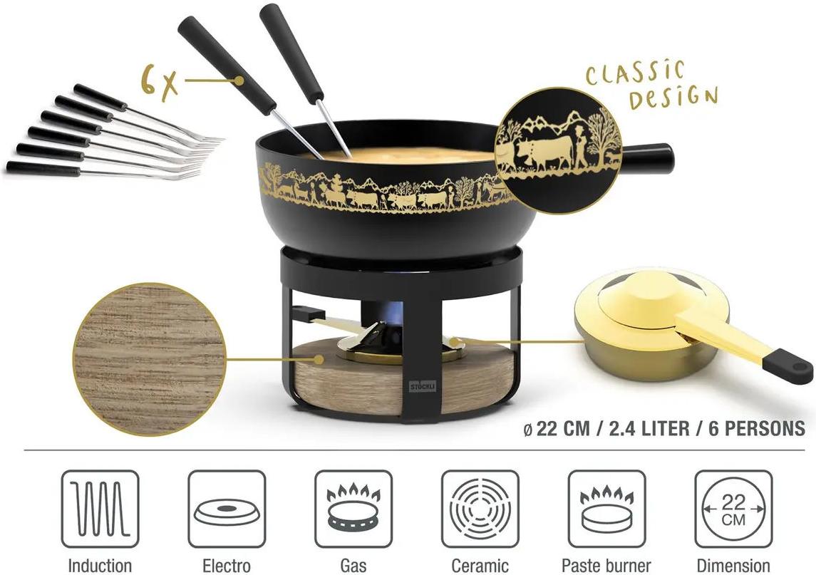 Stöckli Pilatus Wood Classic Alp 22 Fondue-Set