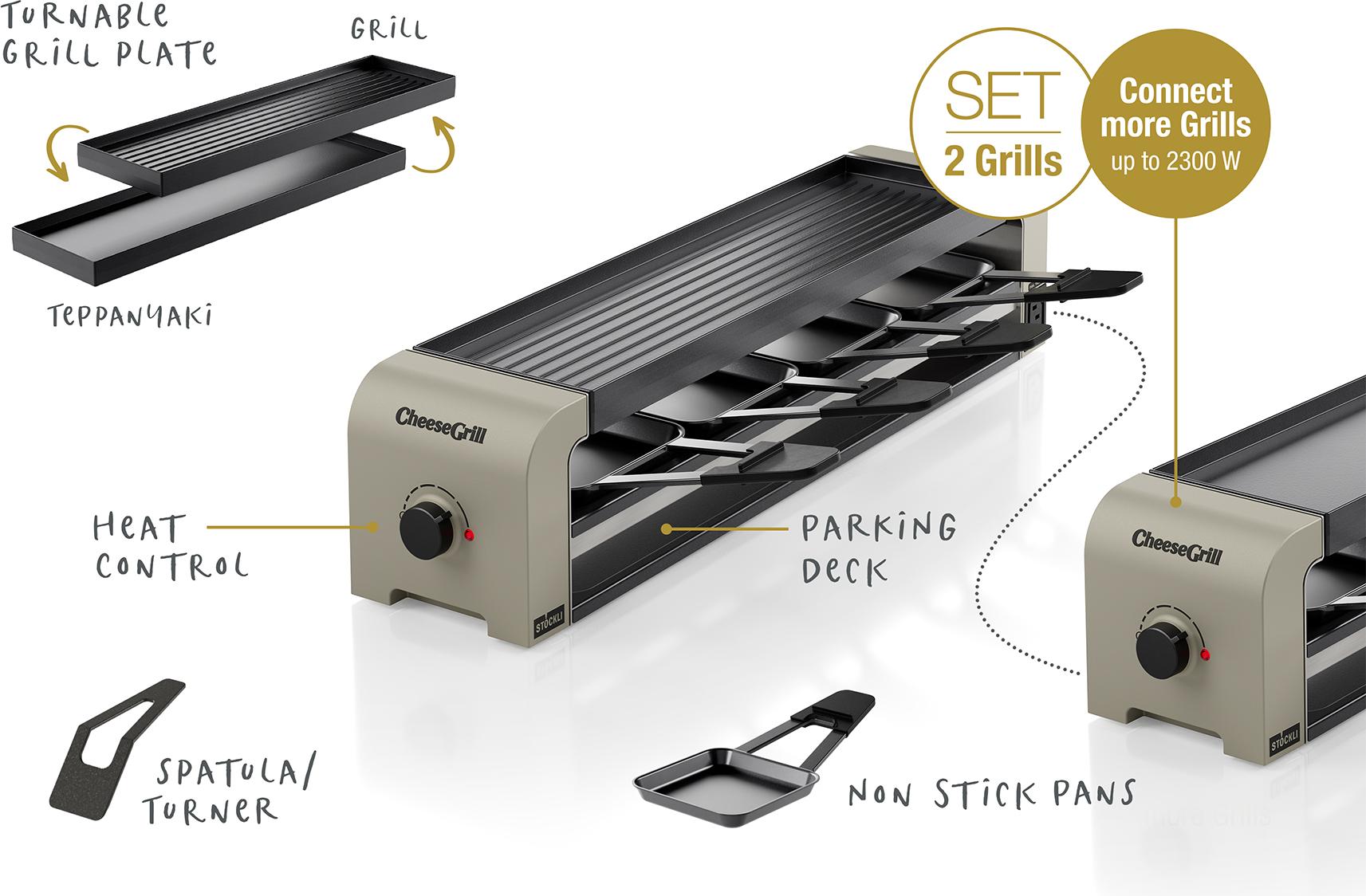 Stöckli CheeseGrill 4 Connect Set ivory gold