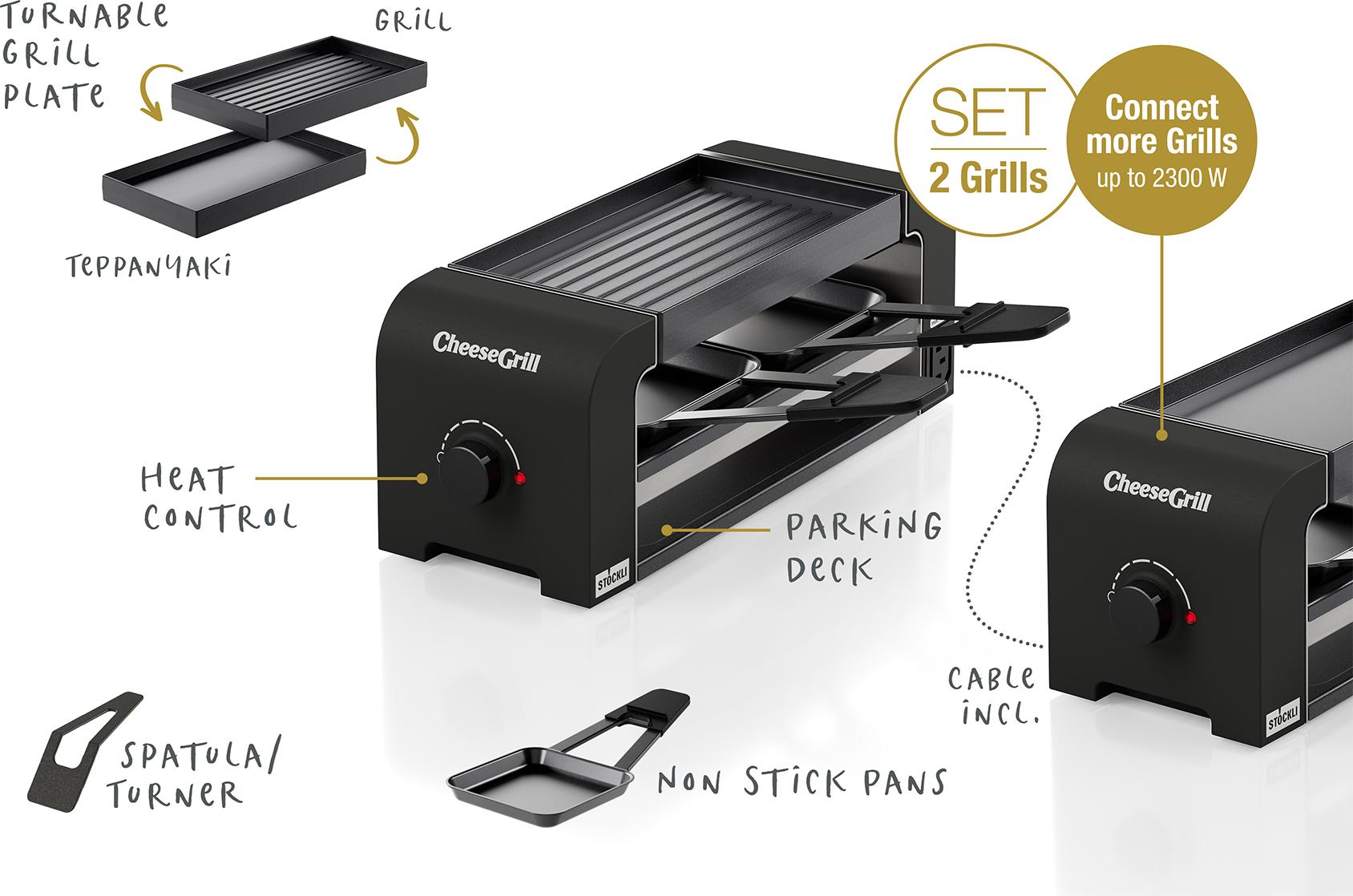Stöckli CheeseGrill 2 Connect Set black