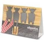 Steinlin Apero-Picks Kuh Chromstahl 4er Set